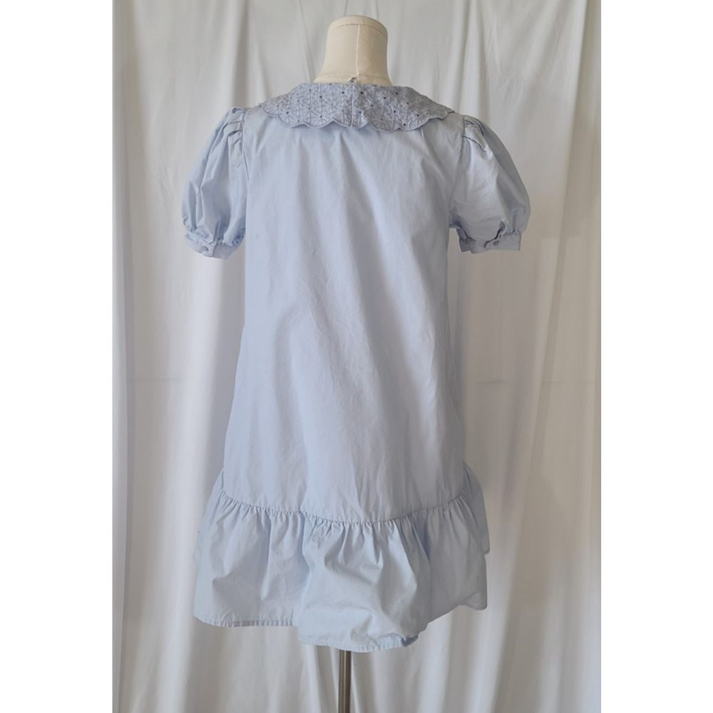 Anthropologie A Loves A Blue Cotton Mini Dress XS Peter Pan - Picture 4 of 5
